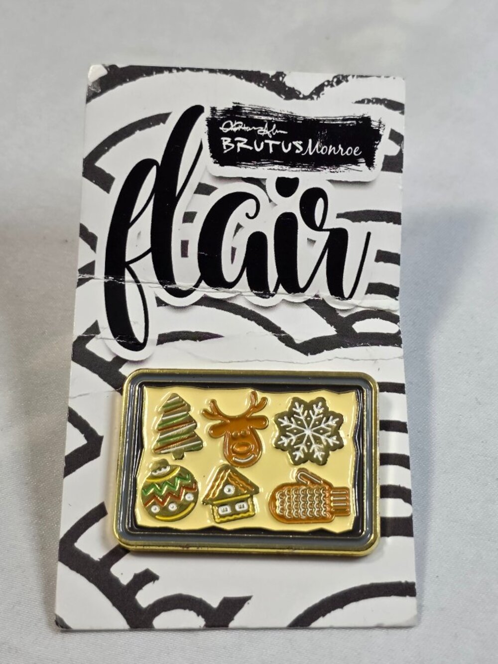Brutus Monroe Christmas Cookie Sheet Enamel Pin Festive Holiday Brooch